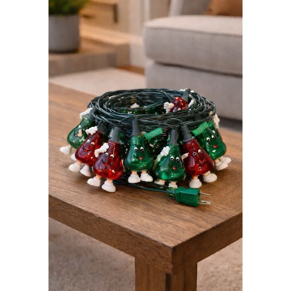 Hersheys Christmas Kisses String Lights Red Green Novelty Holiday Parts Repair